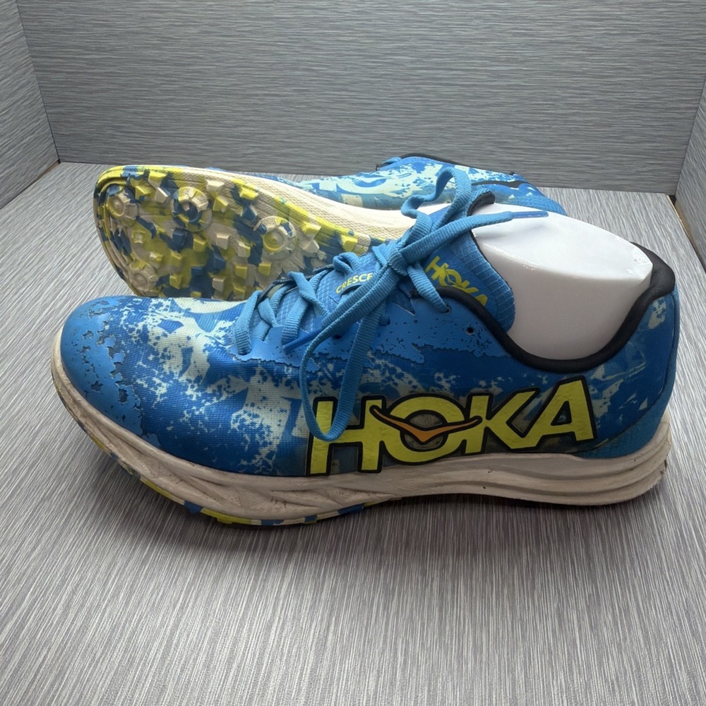 HOKA Crescendo XC‎ Spikeless Cross Country Racing Shoes Men's 8.5 Blue Yellow